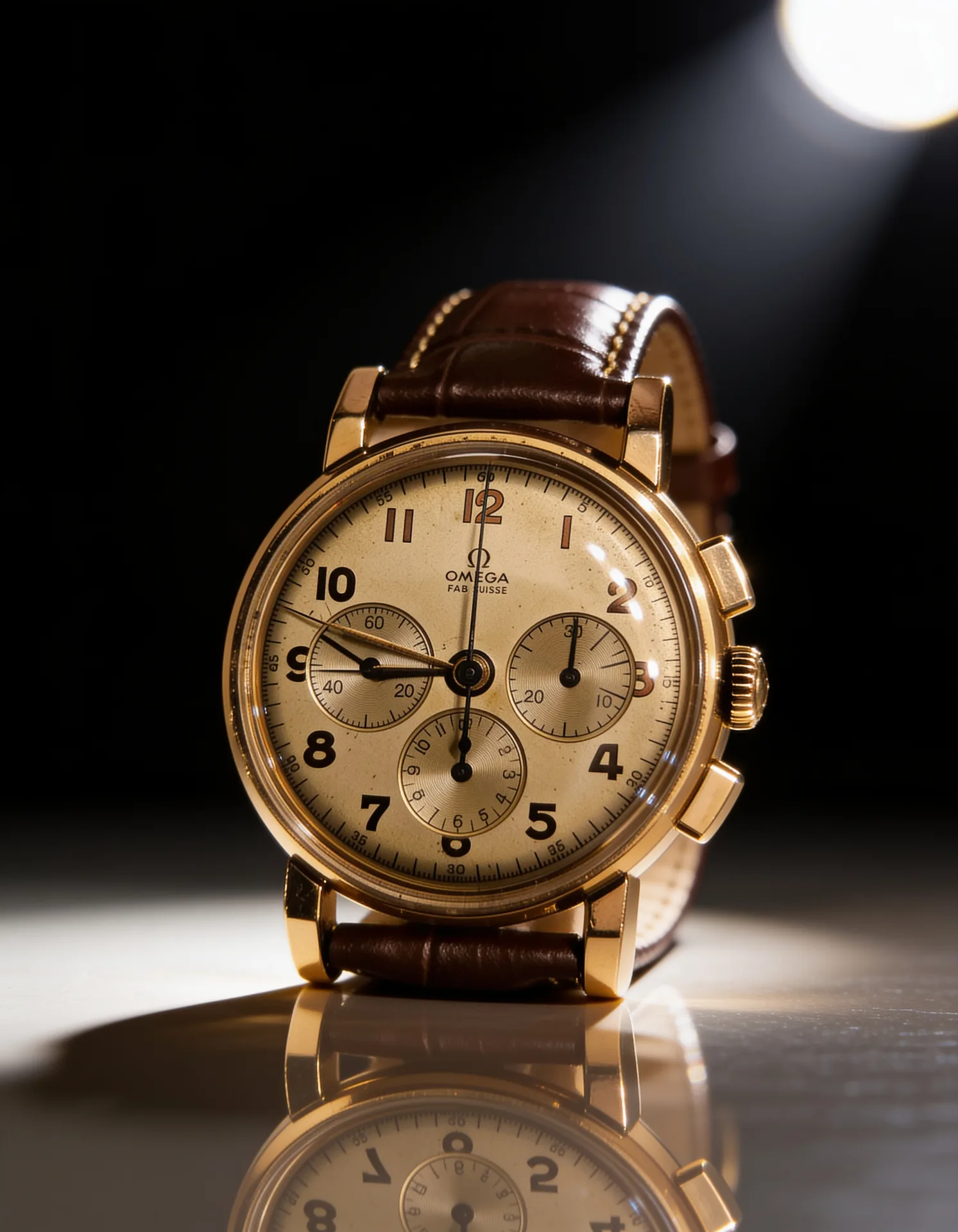 Chronographe Omega Vintage Or Jaune Calibre 321 'Fab. Suisse'