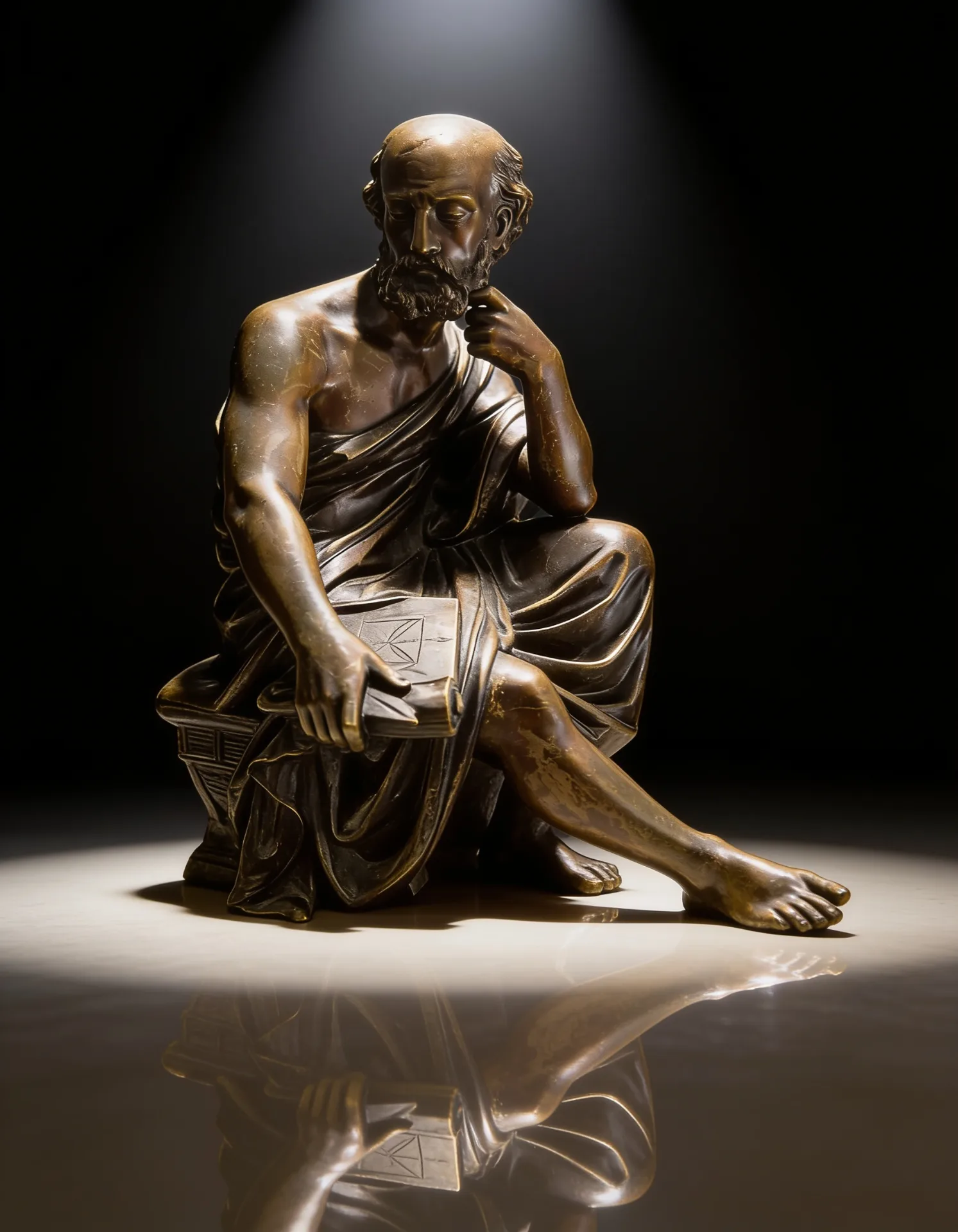 Le Philosophe Antique - Bronze d'Eugène-Antoine Aizelin pour Barbedienne