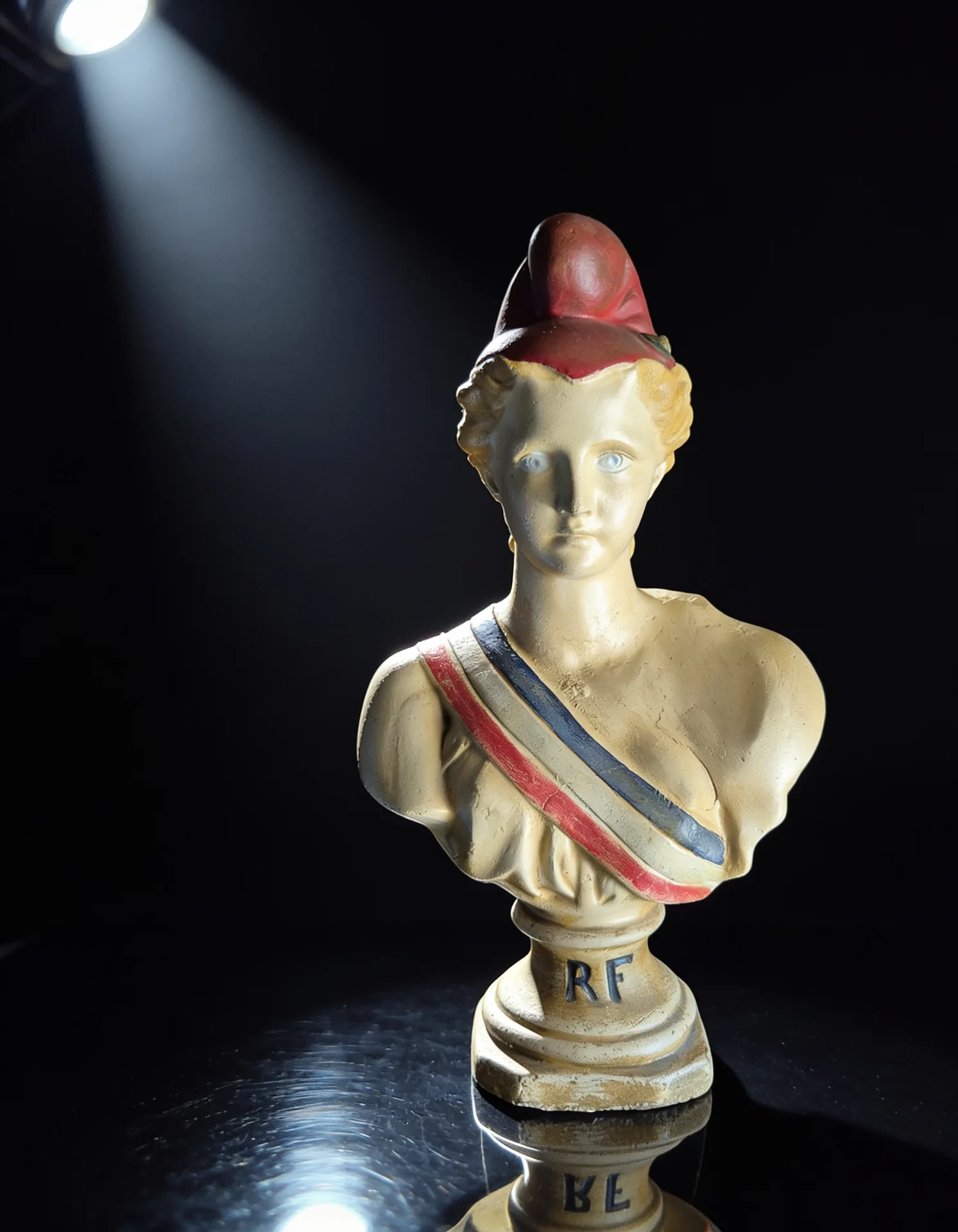 Buste de Marianne en plâtre polychrome RF