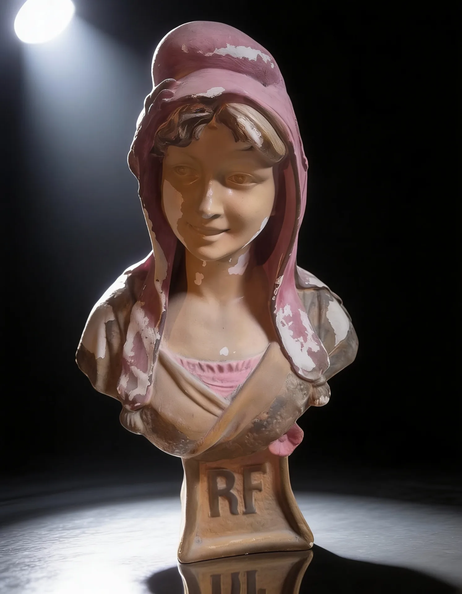 Buste de Marianne en terre cuite polychrome - République Française