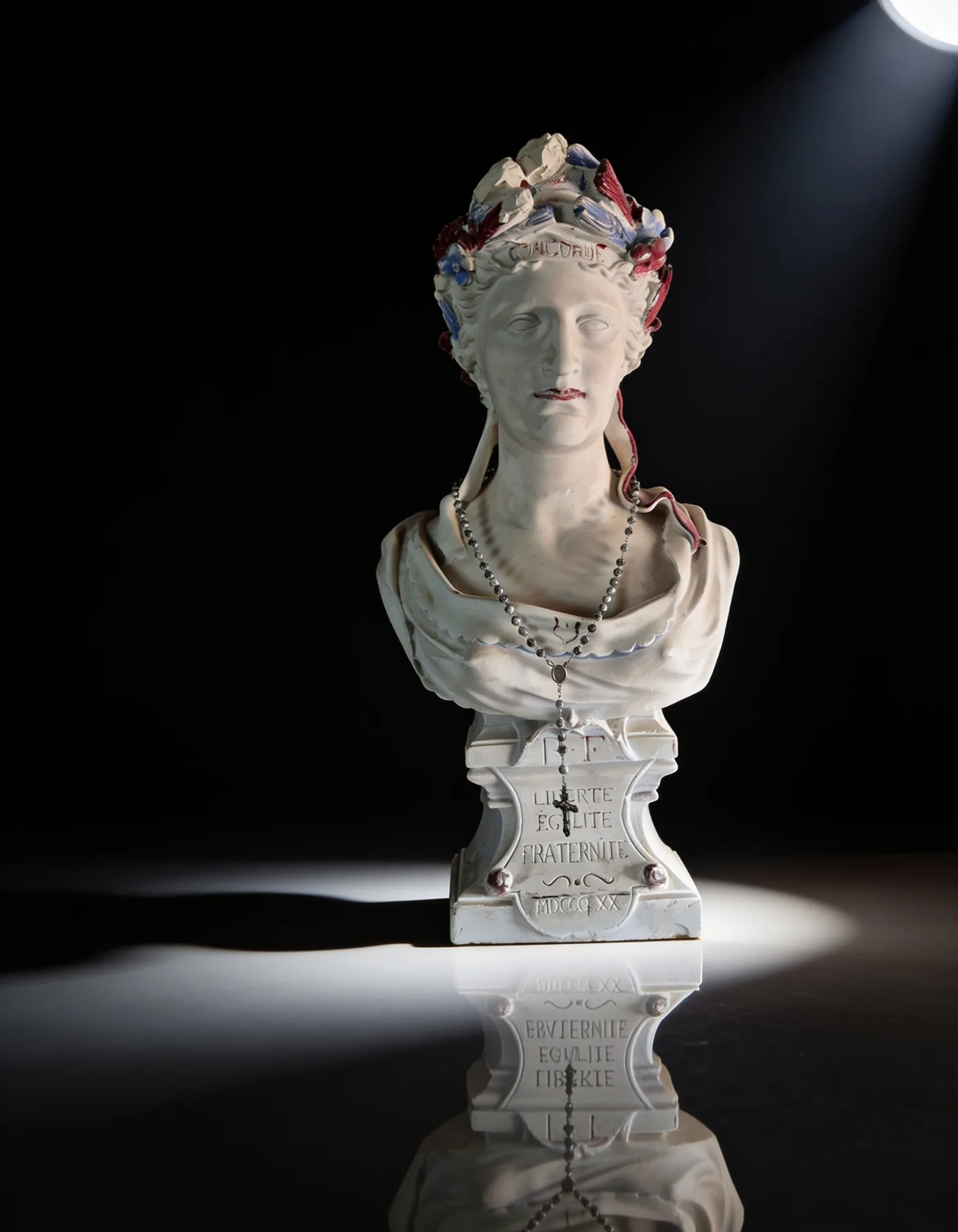 Buste de Marianne en plâtre polychrome - Concorde et Liberté