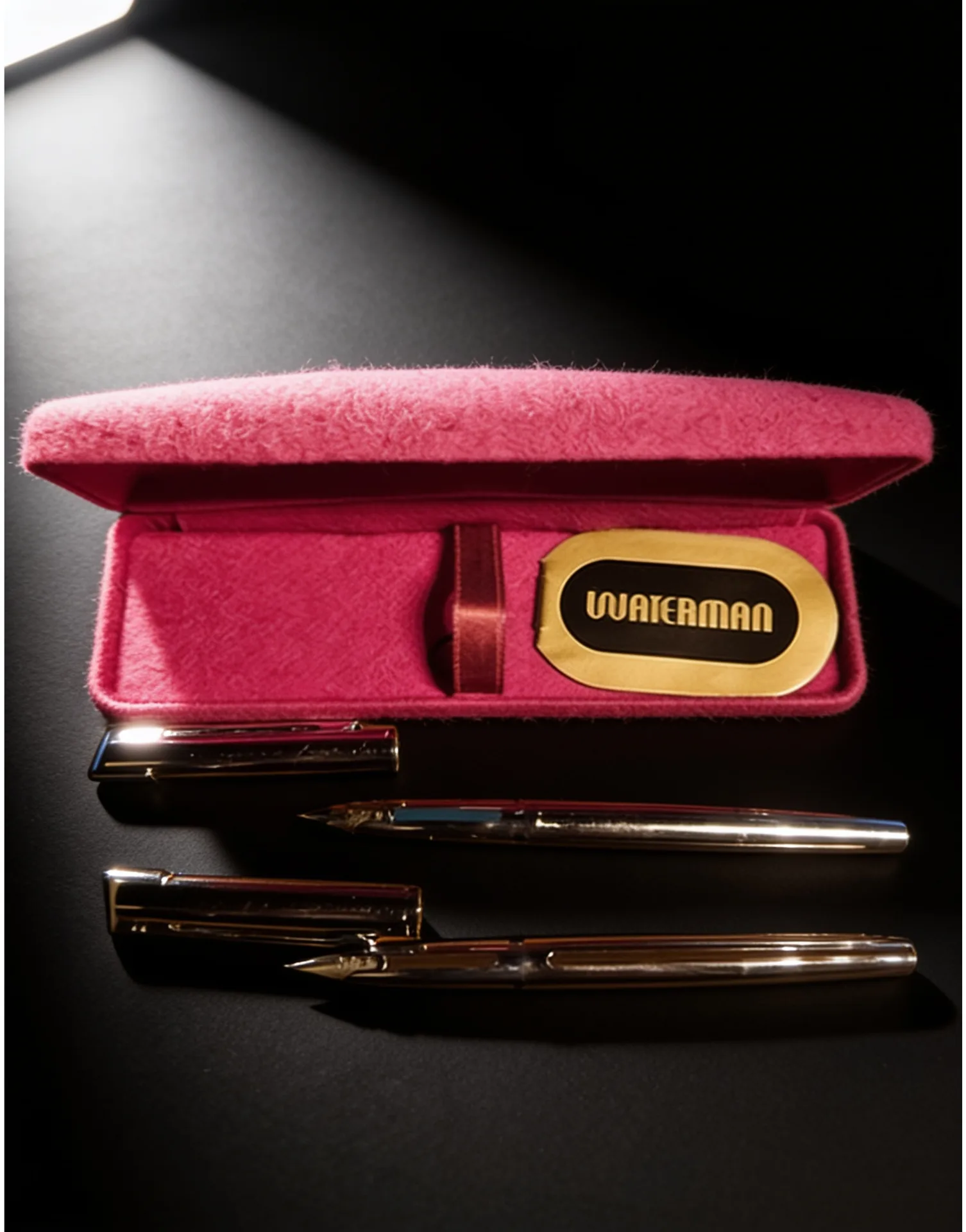 Duo de stylos plumes Waterman CF avec plumes or 18k et boîtier d'origine