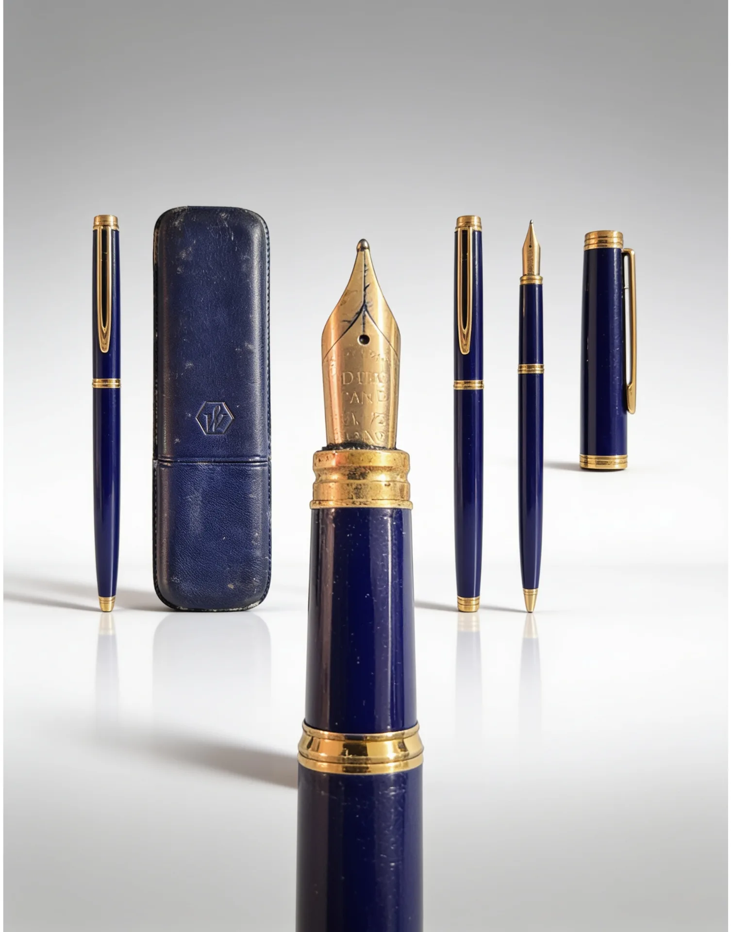 Parure Waterman Exclusive - Stylo-plume et bille en laque bleue et or
